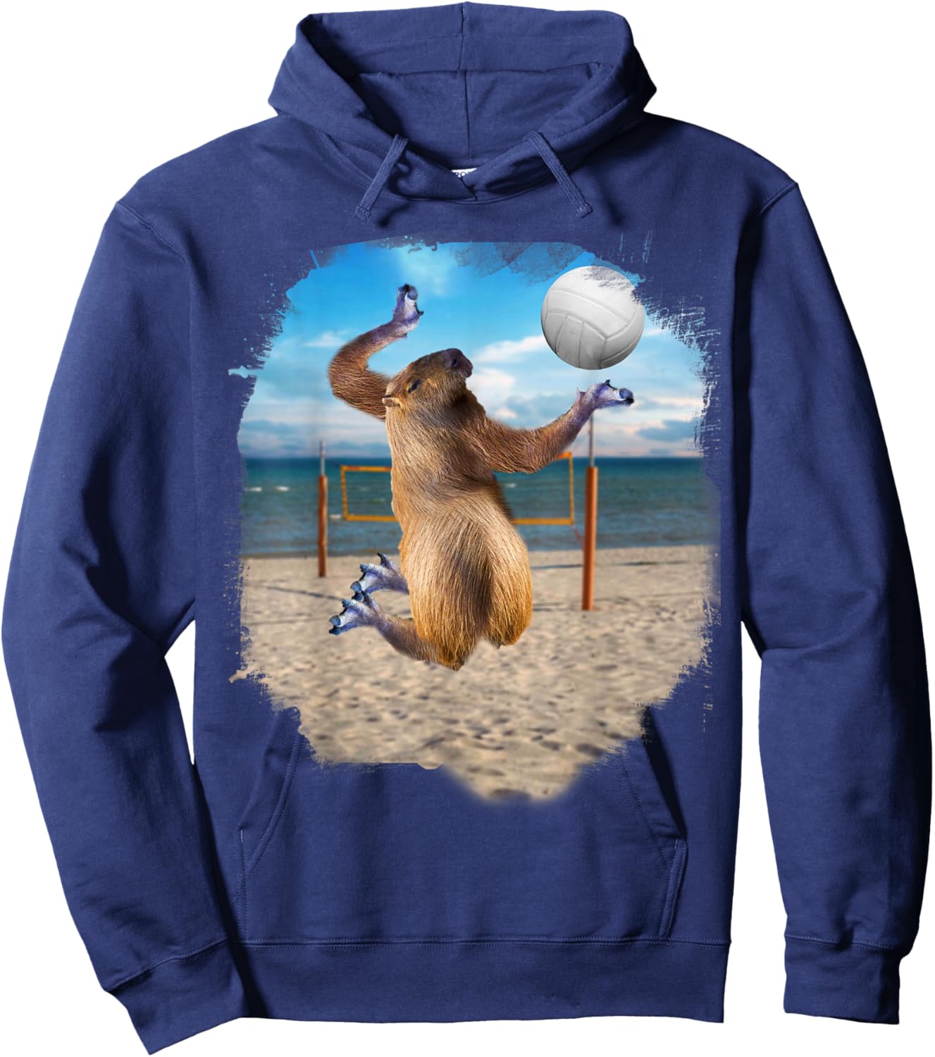 Capybara Playing Beach Volleyball Hoodie - Hoodie | Navy