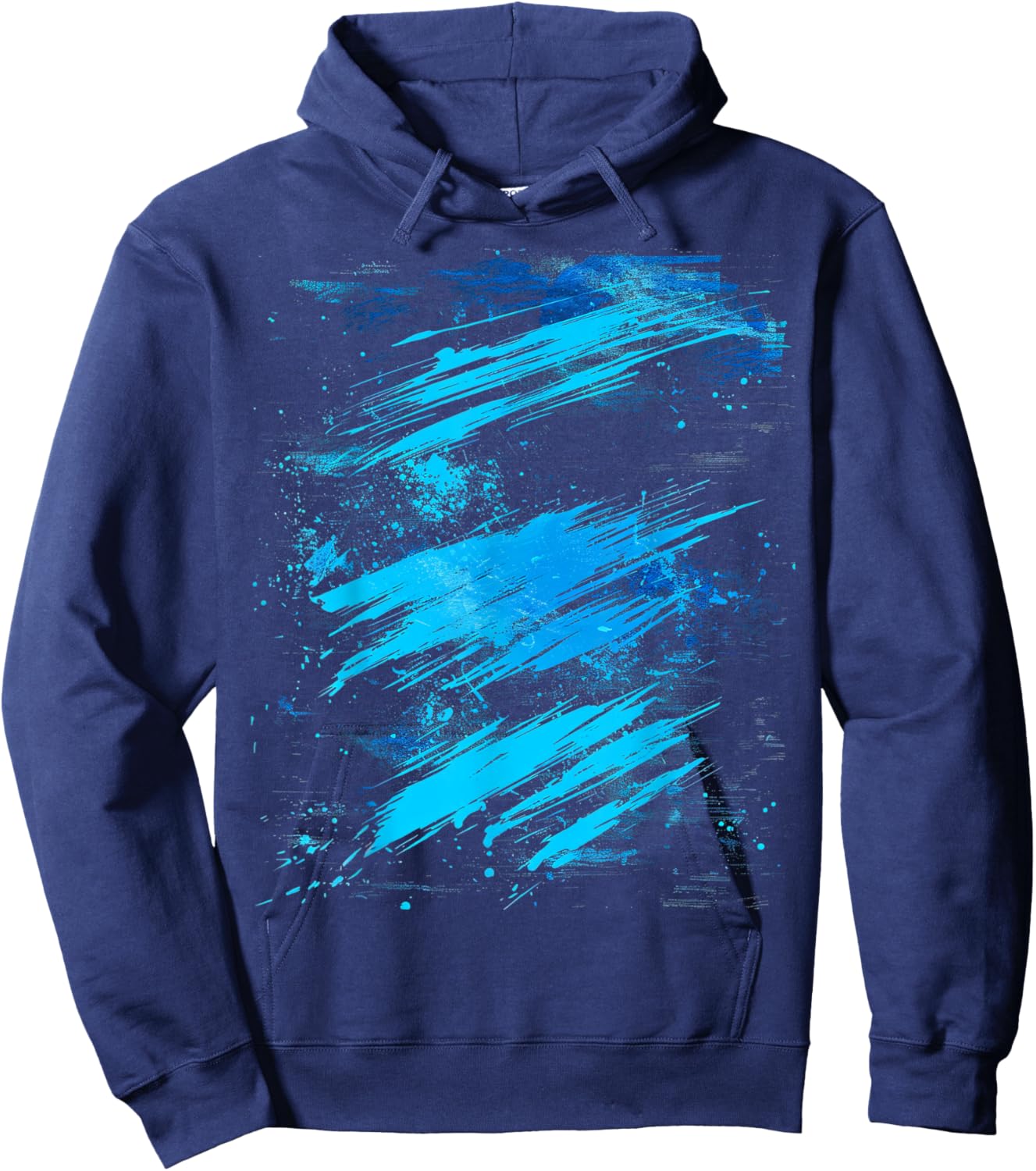 Abstract Blue and Black Dynamic Splatter Hoodie - Hoodie | Navy
