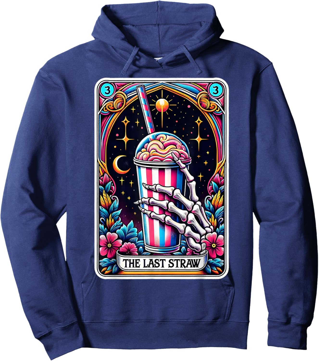 The Last Straw Funny Tarot Card Hoodie - Hoodie | Navy