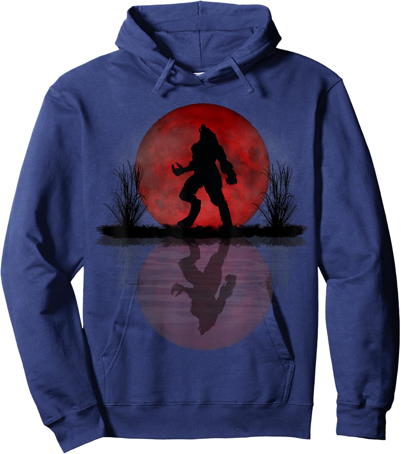 Werewolf Under A Full Blood Moon Howling Hoodie - Hoodie | Navy