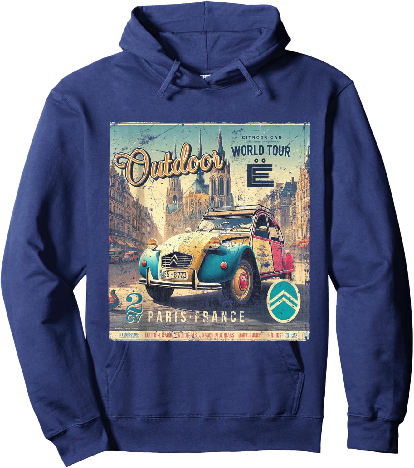 Citroën 2CV World Tour Paris France , Black, S Hoodie - Hoodie | Navy