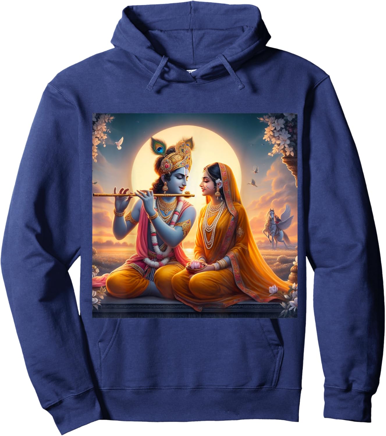 Radha and Krishna Love , Small, Black Hoodie - Hoodie | Navy