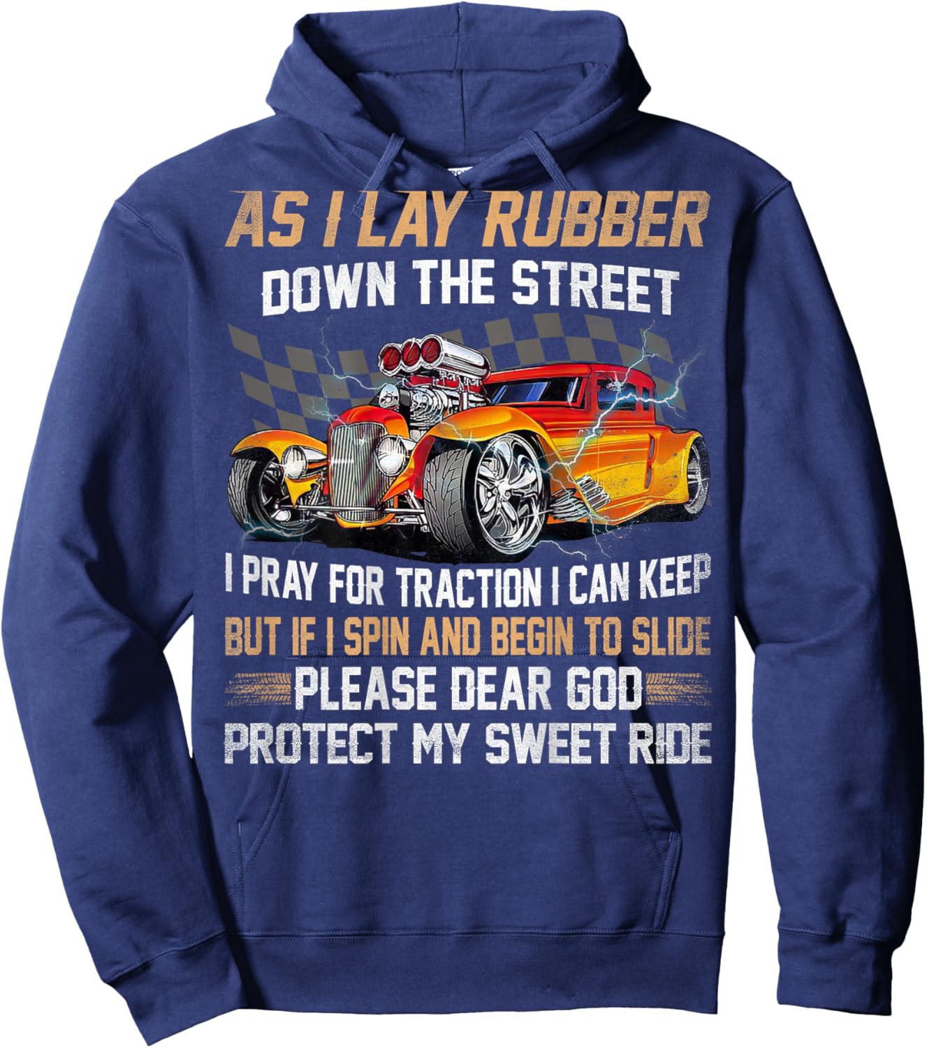 As I Lay Rubber Down The Street Hot Rods Hoodie - Hoodie | Navy