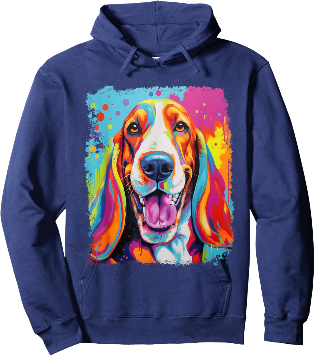 Vintage Dog Basset Hound Hoodie - Hoodie | Navy