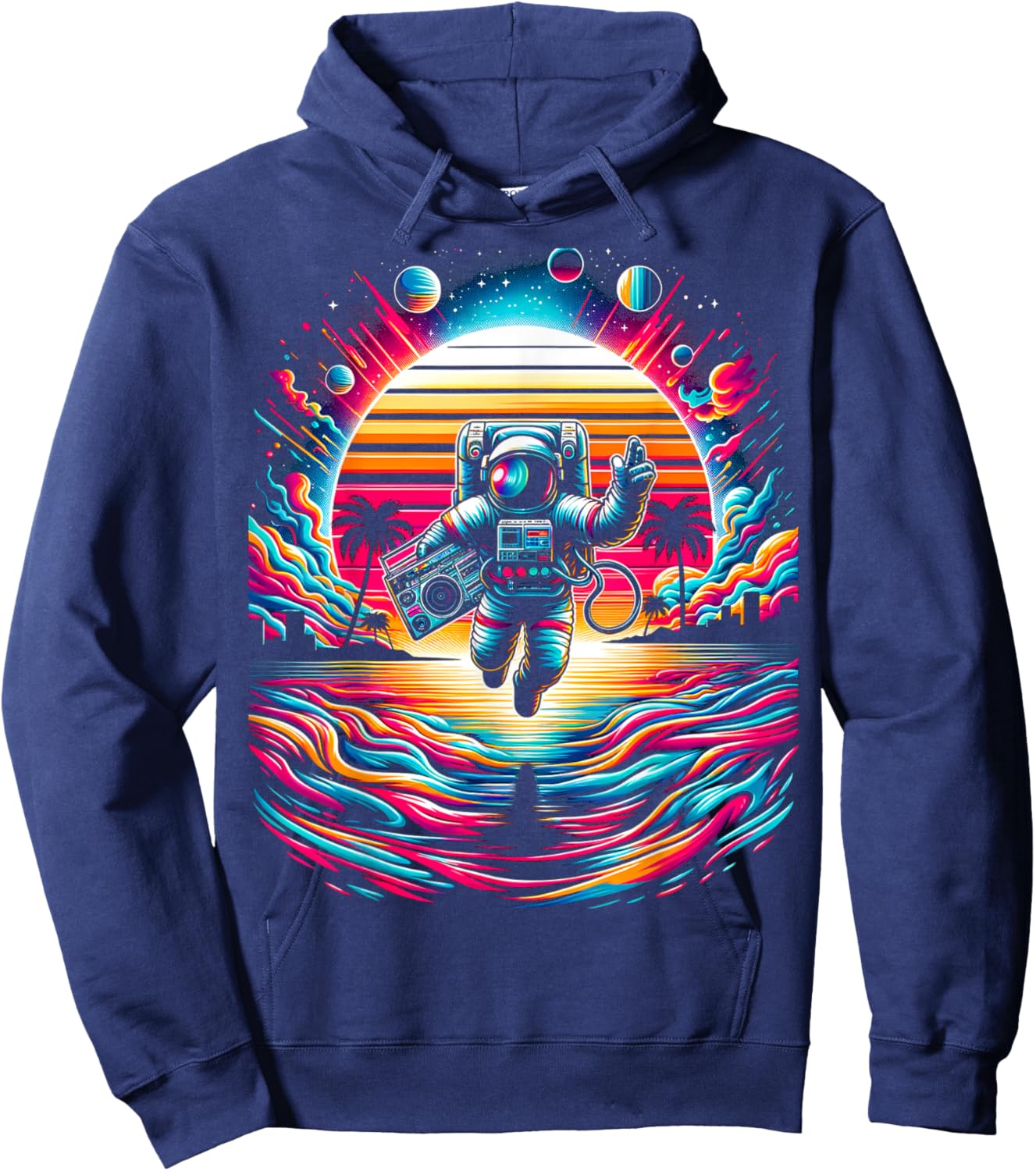 Flying Astronaut | Men Women XS - 6XL | Graphic Hoodie - Hoodie | Navy