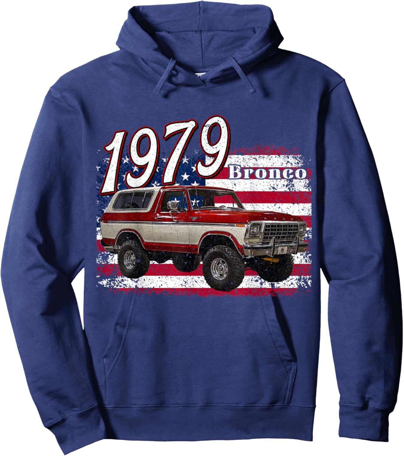 1979 79 Bronco SUV Car Hoodie - Hoodie | Navy