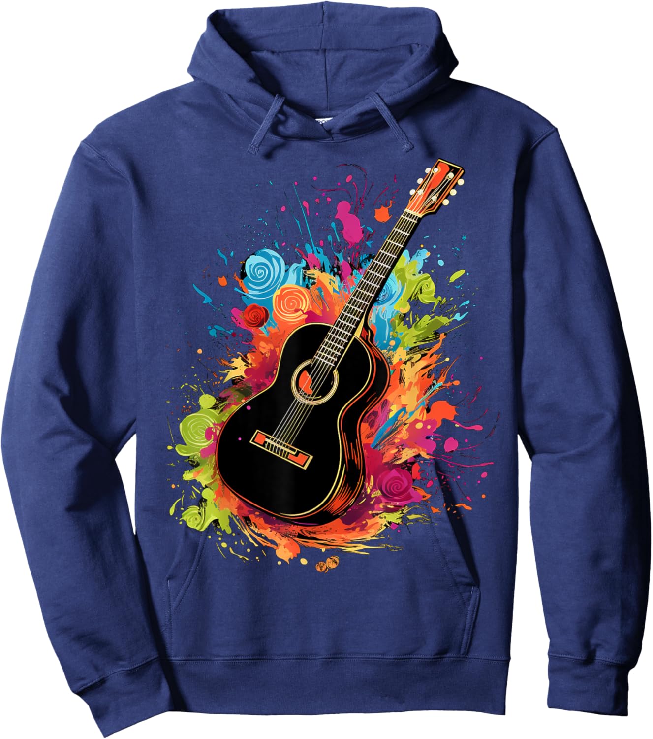 Acoustic Guitar lovers , Small, Black Hoodie - Hoodie | Navy