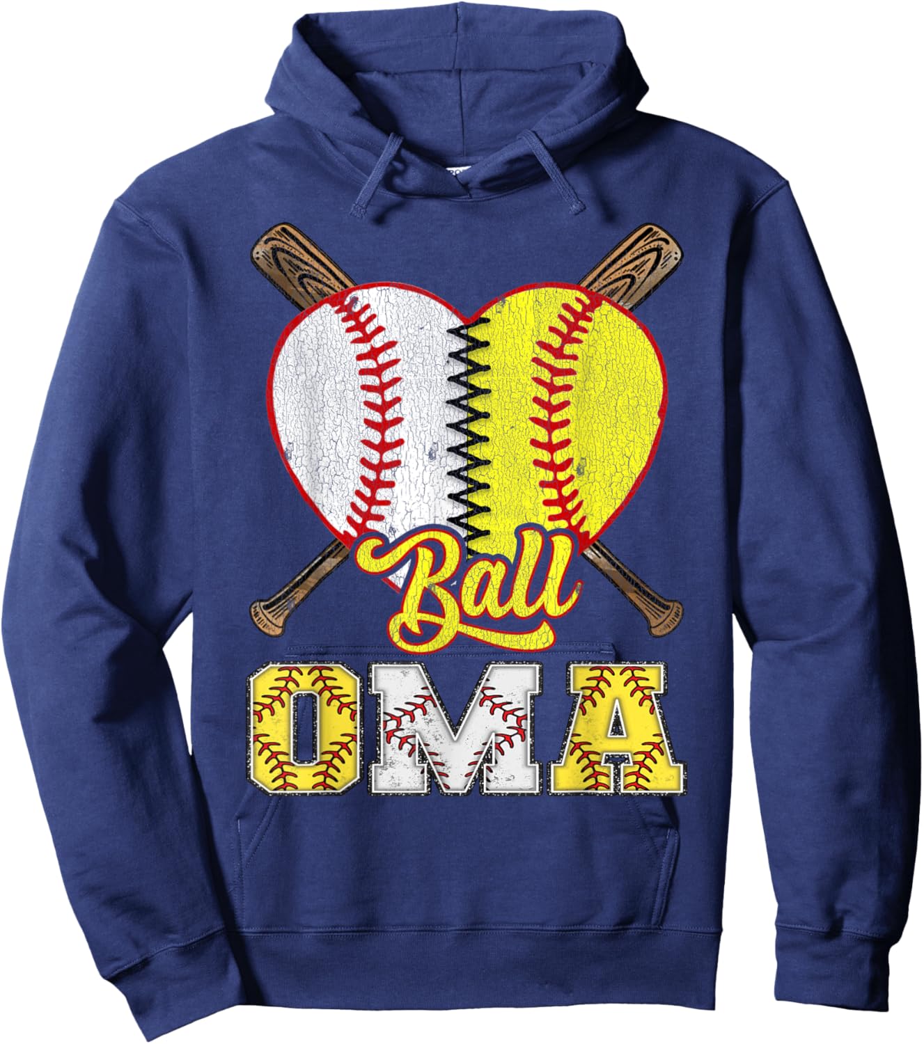 Oma Of Both Ball Oma Half Baseball Softball Hoodie - Hoodie | Navy