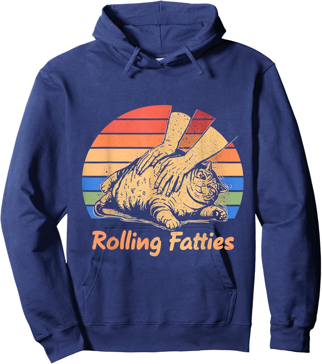 Cat Rolling Fatties Funny Women Kids Hoodie - Hoodie | Navy