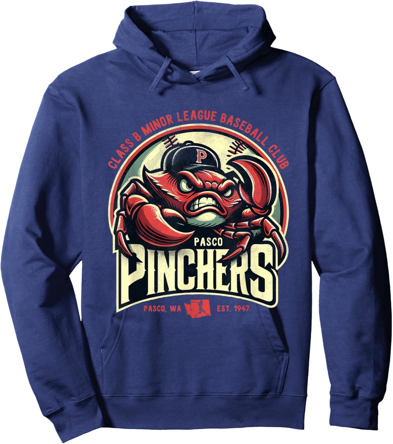 Pasco Pinchers Retro Minor League Baseball Team Hoodie - Hoodie | Navy
