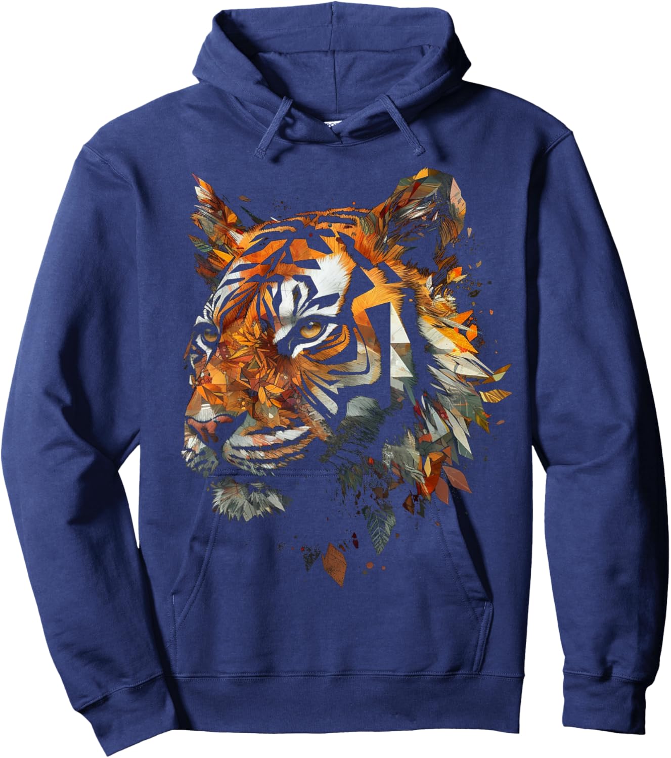 Tiger Artwork Autumn Leaves - Zoo Animal Tiger Hoodie - Hoodie | Navy