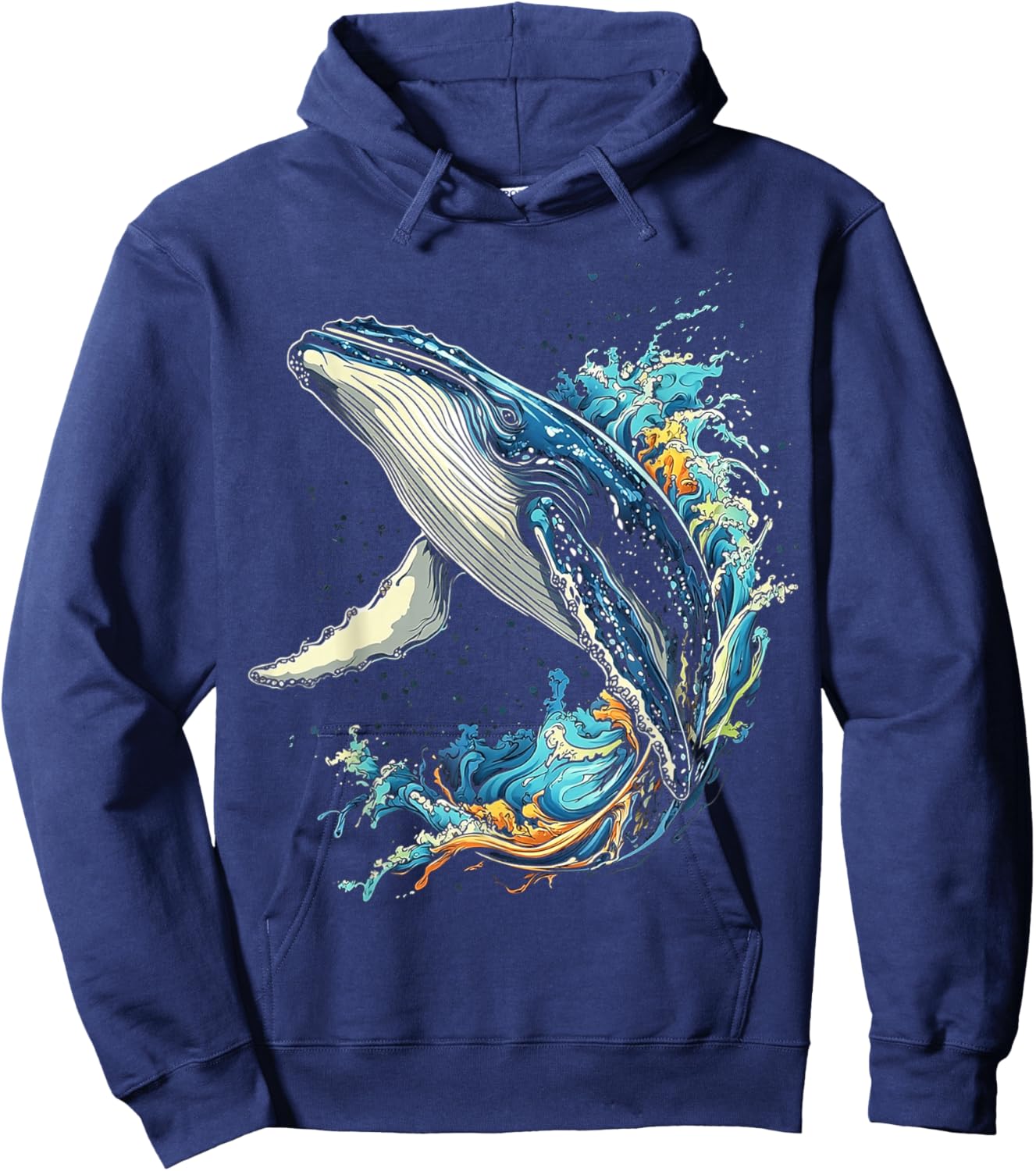 Buckelwal Tier Grafik Illustration Buckelwal Hoodie - Hoodie | Navy
