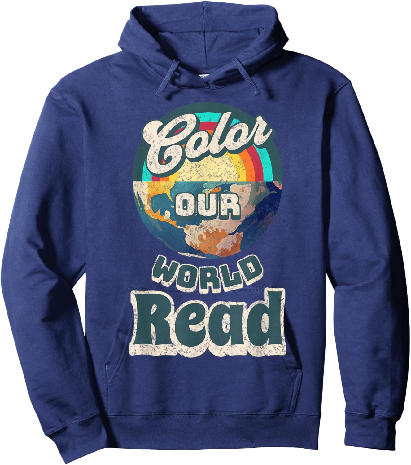 Reading is a Super Power Color Our World READ Hoodie - Hoodie | Navy