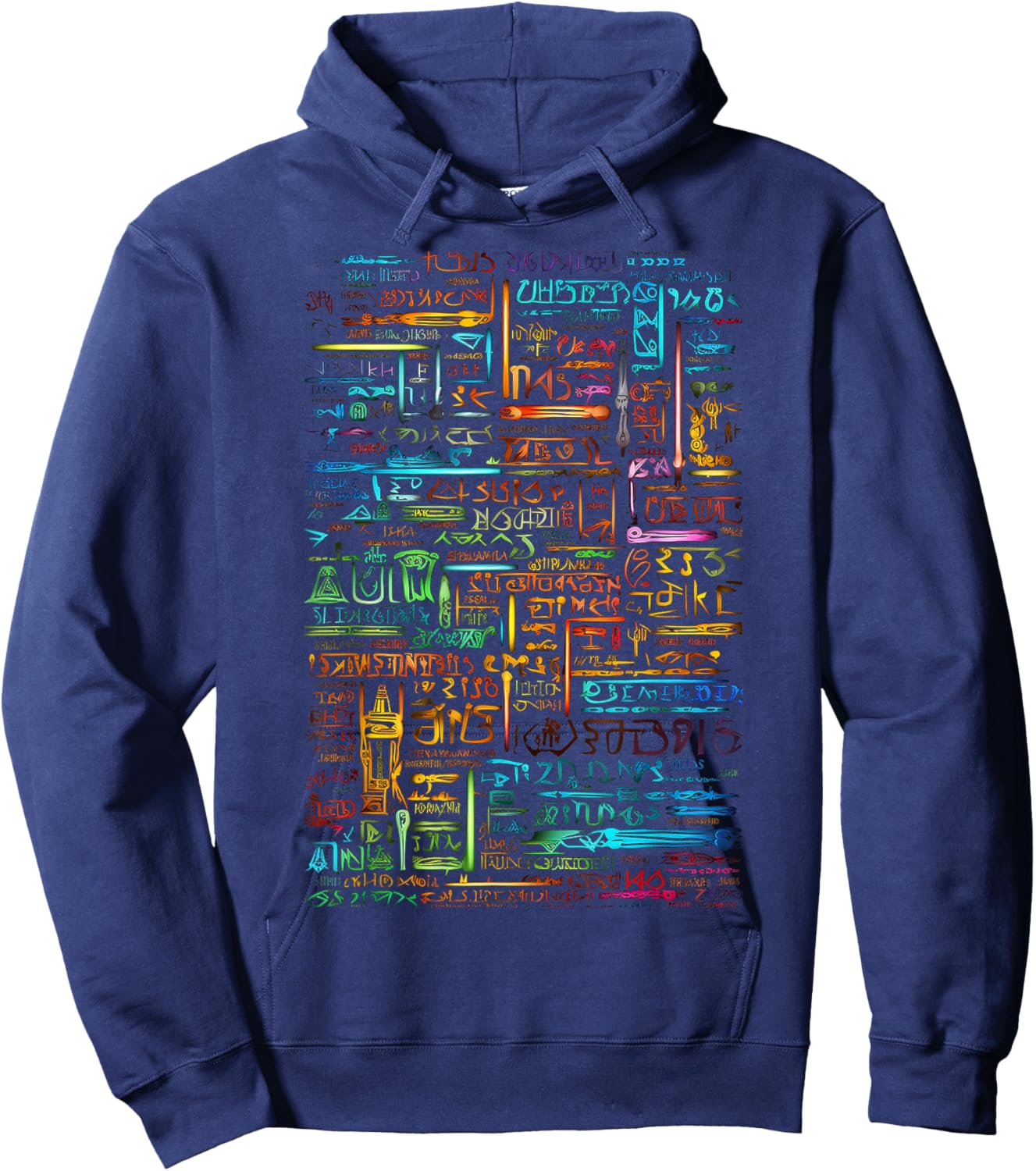 Colorful Art Graphic Motif Artwork Hoodie - Hoodie | Navy