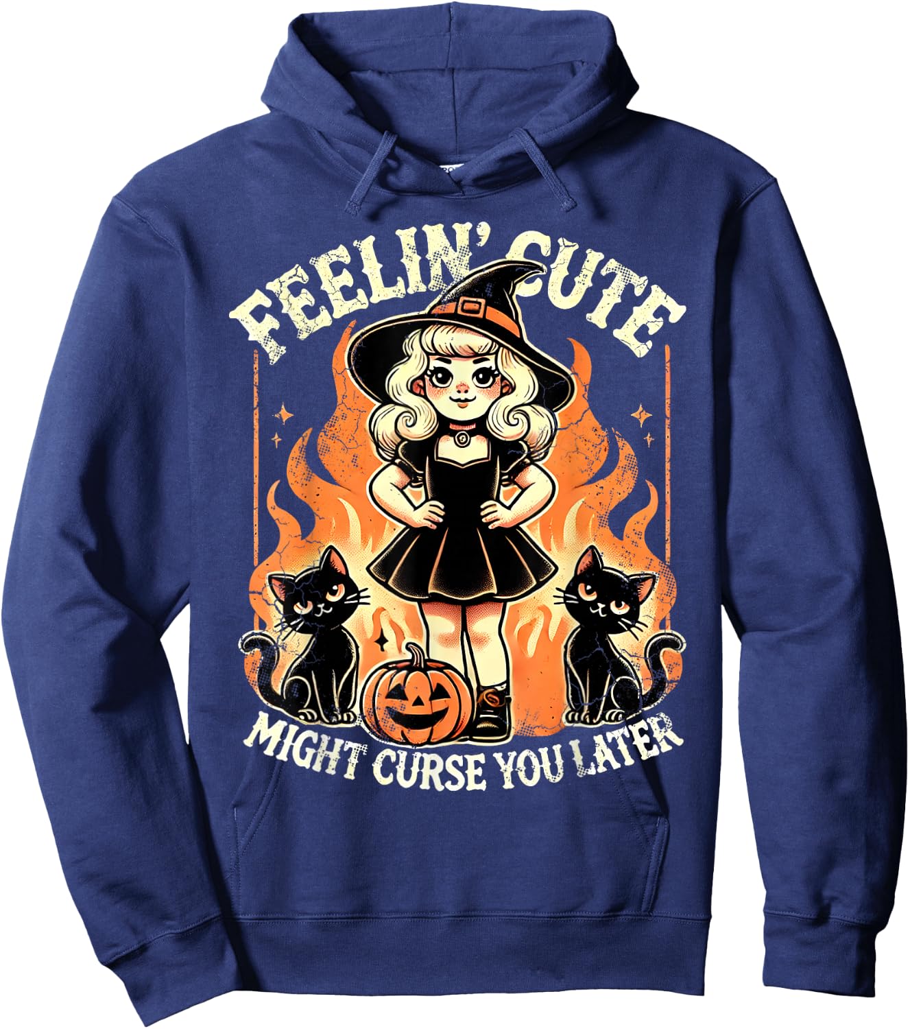 Halloween Feelin' Cute Might Curse You Later Hoodie - Hoodie | Navy