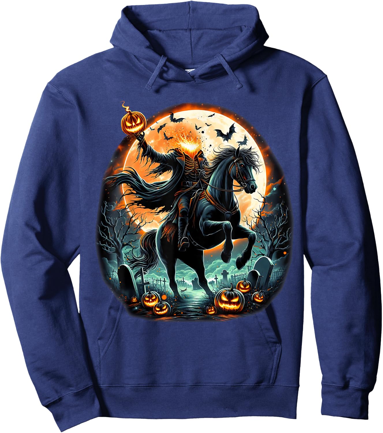 Pumpkin Headless Horseman Scary Halloween Hoodie - Hoodie | Navy