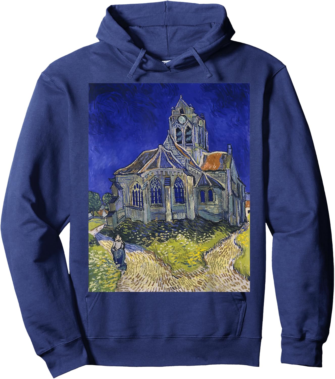 The Church at Auvers by Vincent van Gogh Art Hoodie - Hoodie | Navy