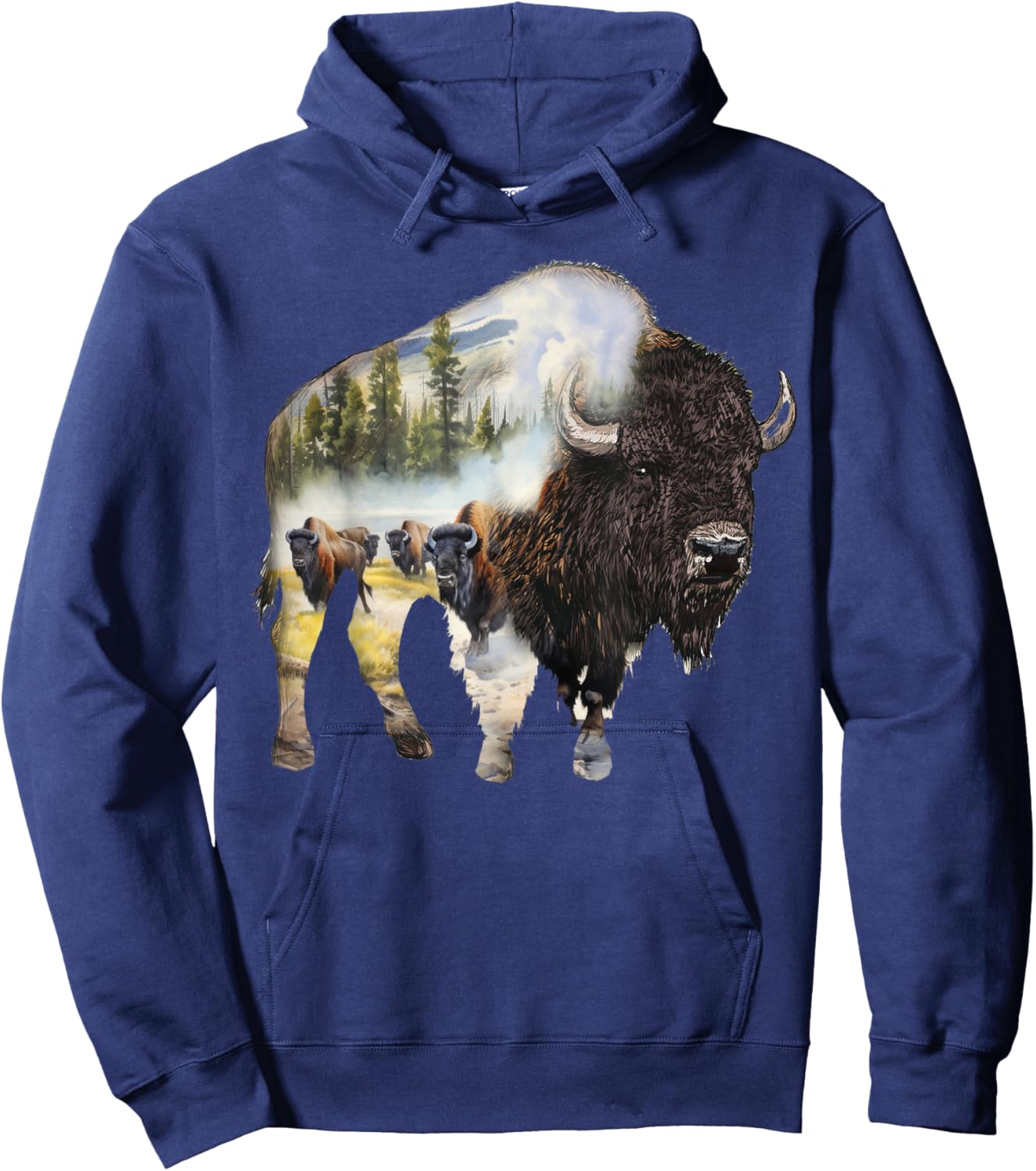 Bison Buffalo Beef Design Illustration Hoodie - Hoodie | Navy