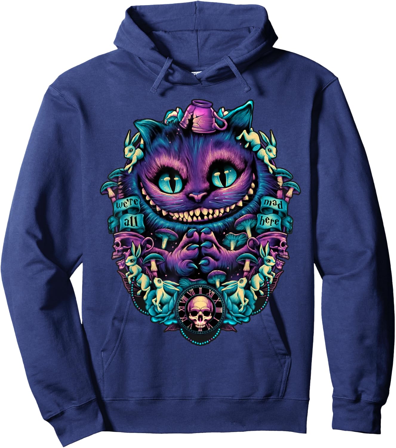 Cheshire Cat Shirt Alice in Wonderland Graphic Hoodie - Hoodie | Navy