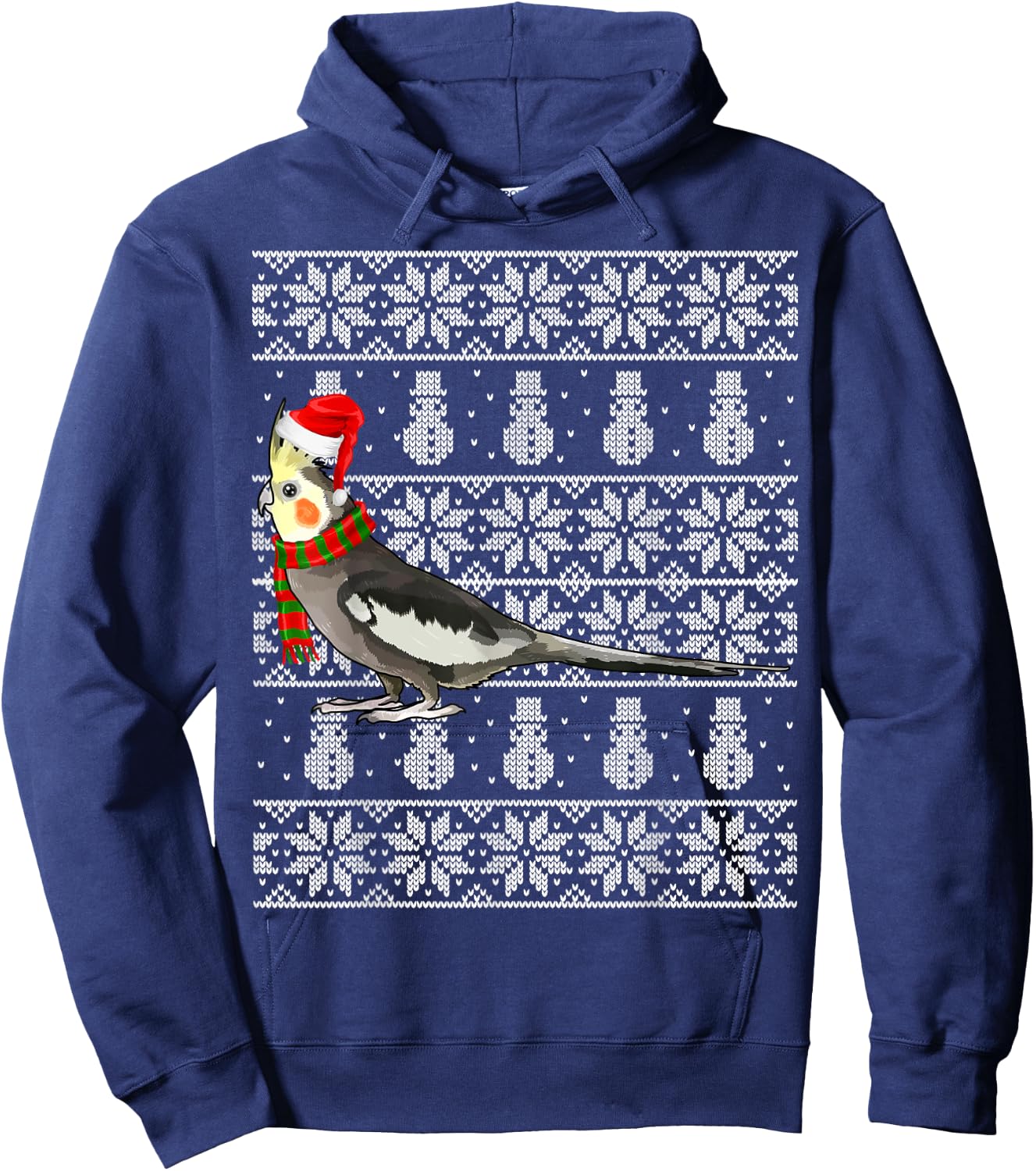 Bird Xmas Santa Hat Cockatiel Ugly Christmas Hoodie - Hoodie | Navy