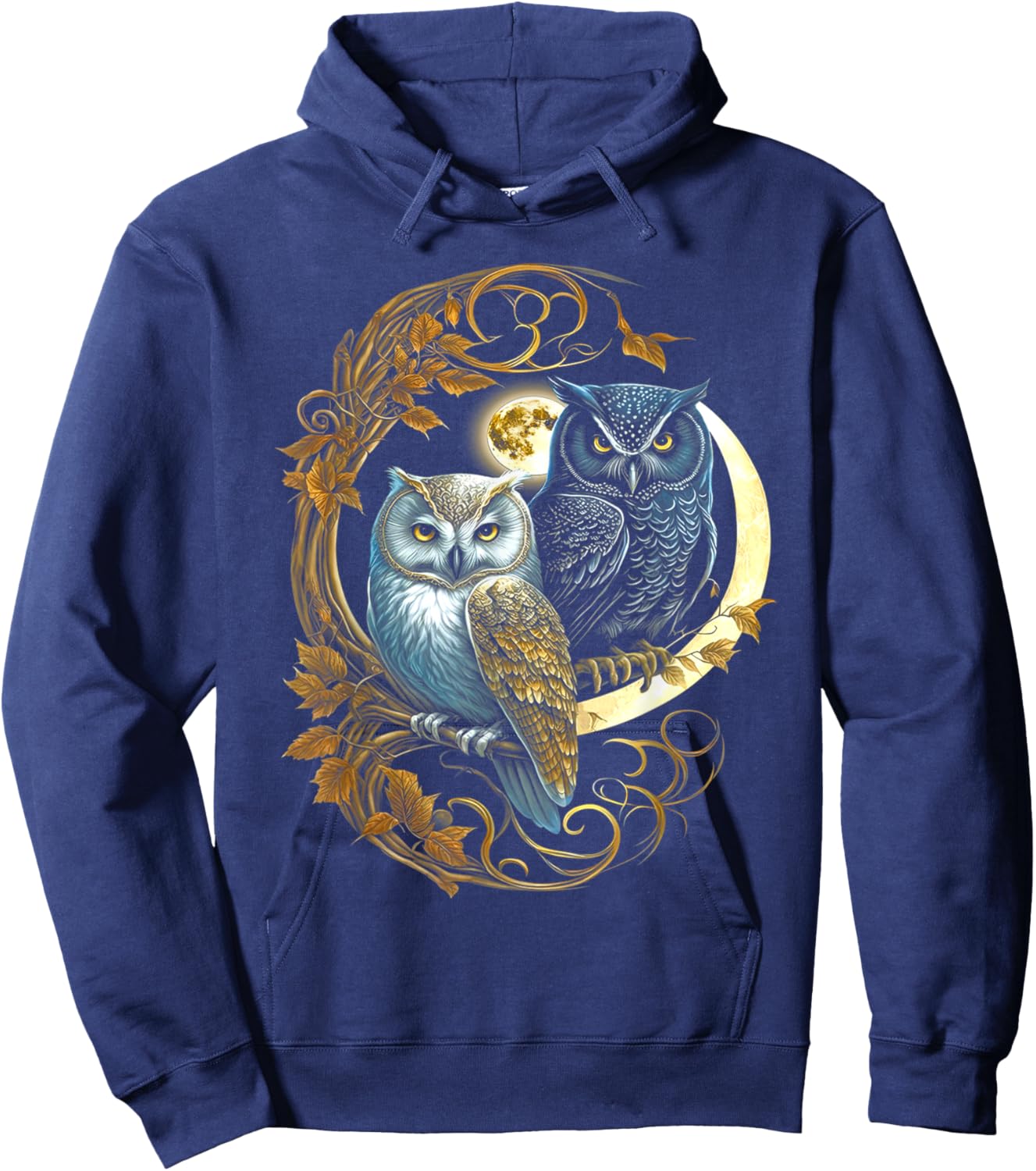 Owls Moon Tree Viking Valhalla North Myths Hoodie - Hoodie | Navy