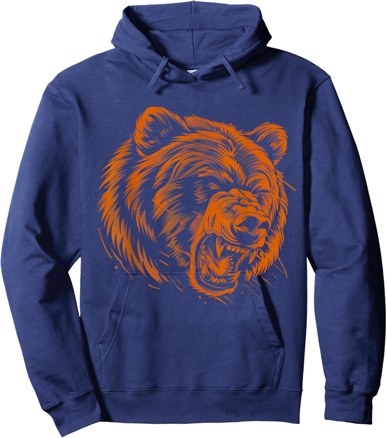 Angry Grizzly Bear Orange Hoodie - Hoodie | Navy