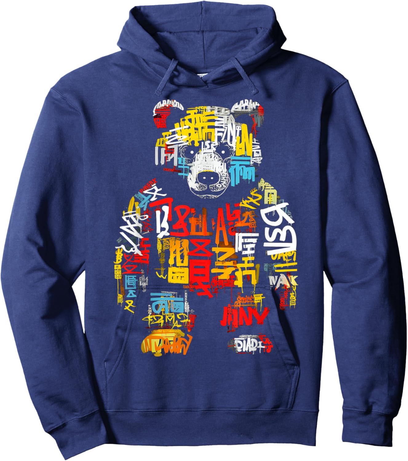Bear Text Abstract Colorful Animal Art Bear Hoodie - Hoodie | Navy