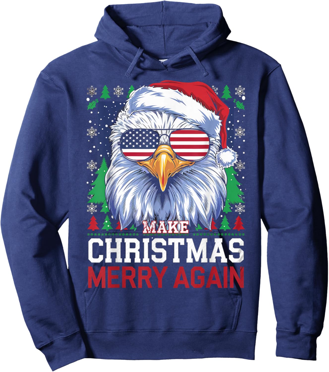 Funny Eagle Make Christmas Great Again Ugly Hoodie - Hoodie | Navy