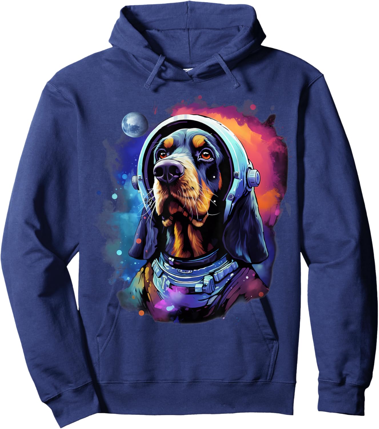Space Bluetick Coonhound Dog Astronaut Hoodie - Hoodie | Navy