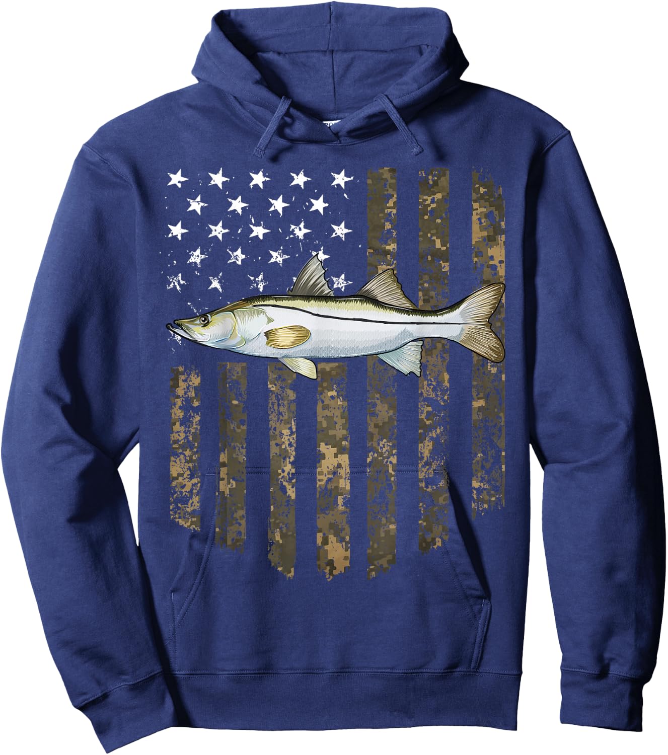 Camo American Flag Snook Fishing 4th Of July Hoodie - Hoodie | Navy