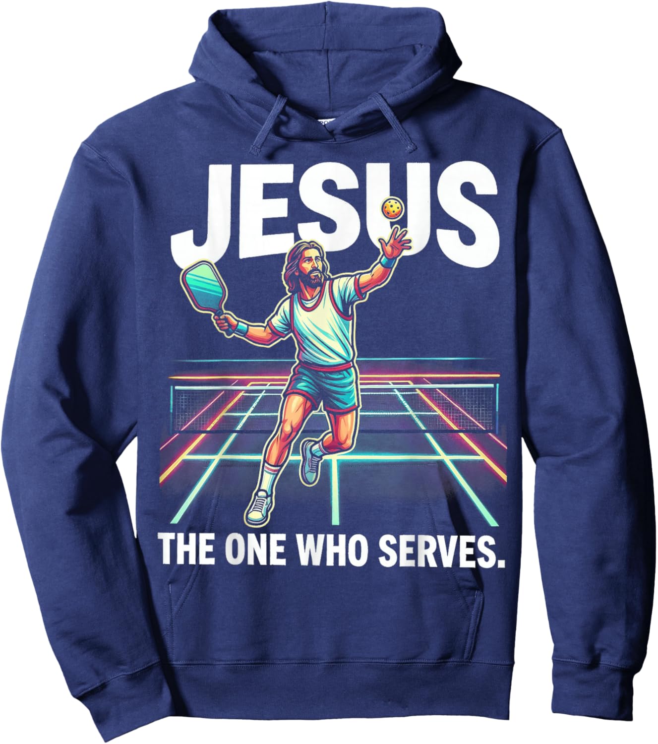 Jesus The One Who Serves Funny Pickleball Hoodie - Hoodie | Navy