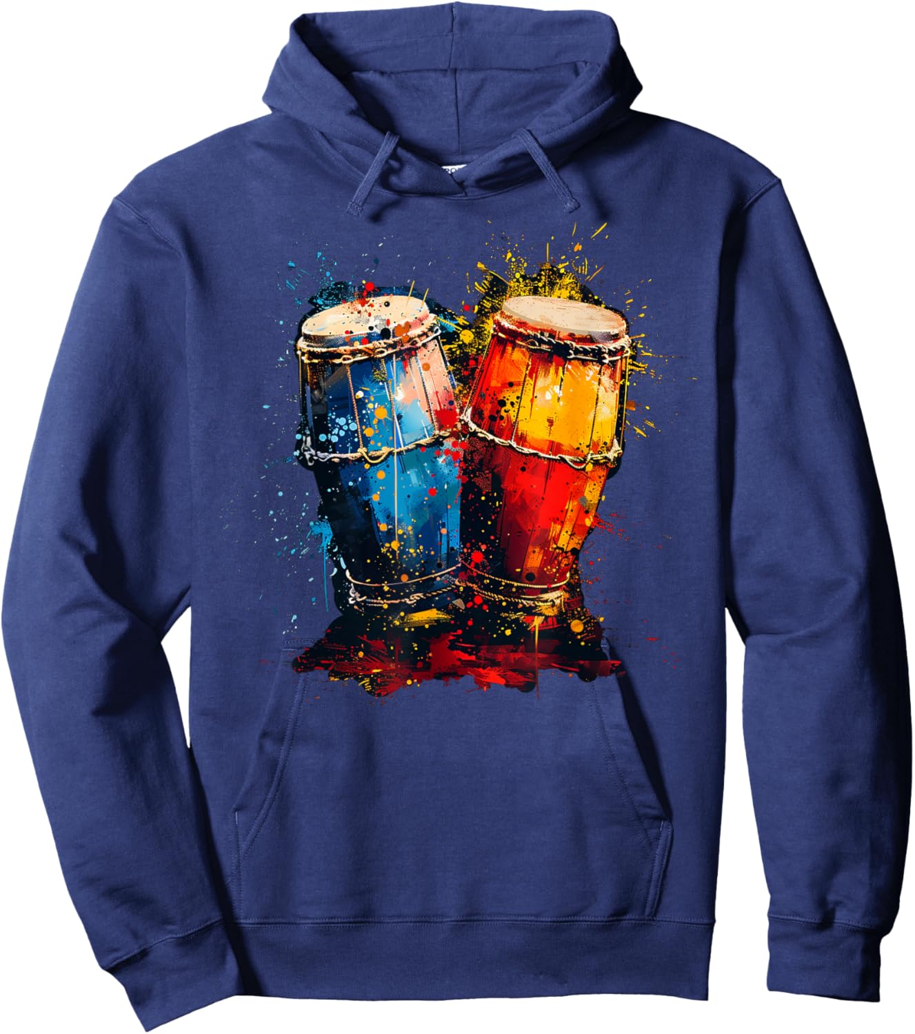 Artistic Colorful Pop Art painted Congas Hoodie - Hoodie | Navy