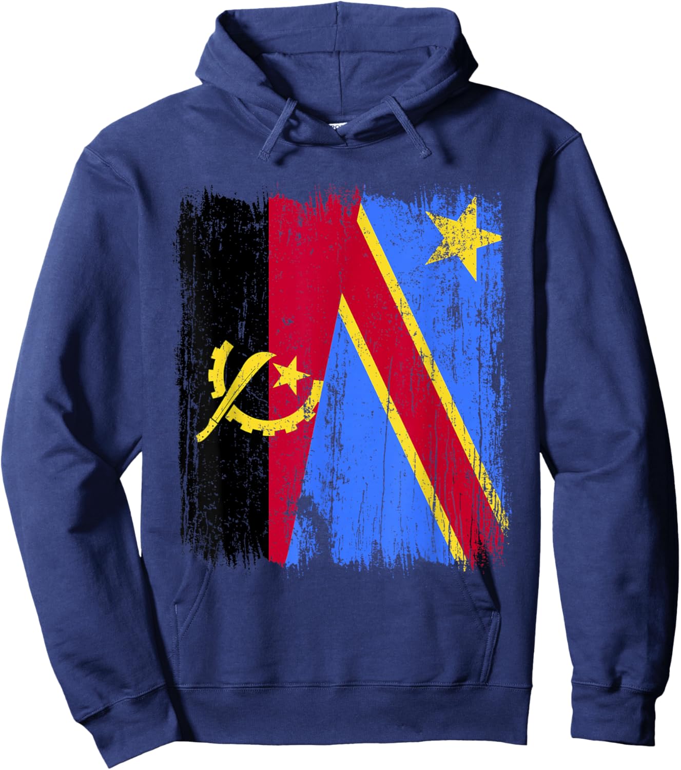 Angola Congo Half Flag Jersey Angolan Pride Hoodie - Hoodie | Navy