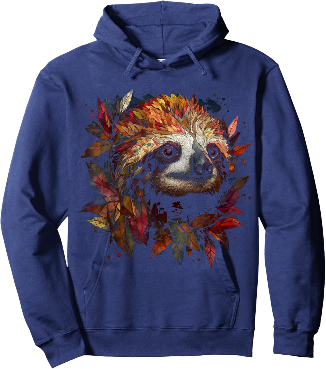 Sloth Artwork Autumn Leaves - Animal Sloth Hoodie - Hoodie | Navy