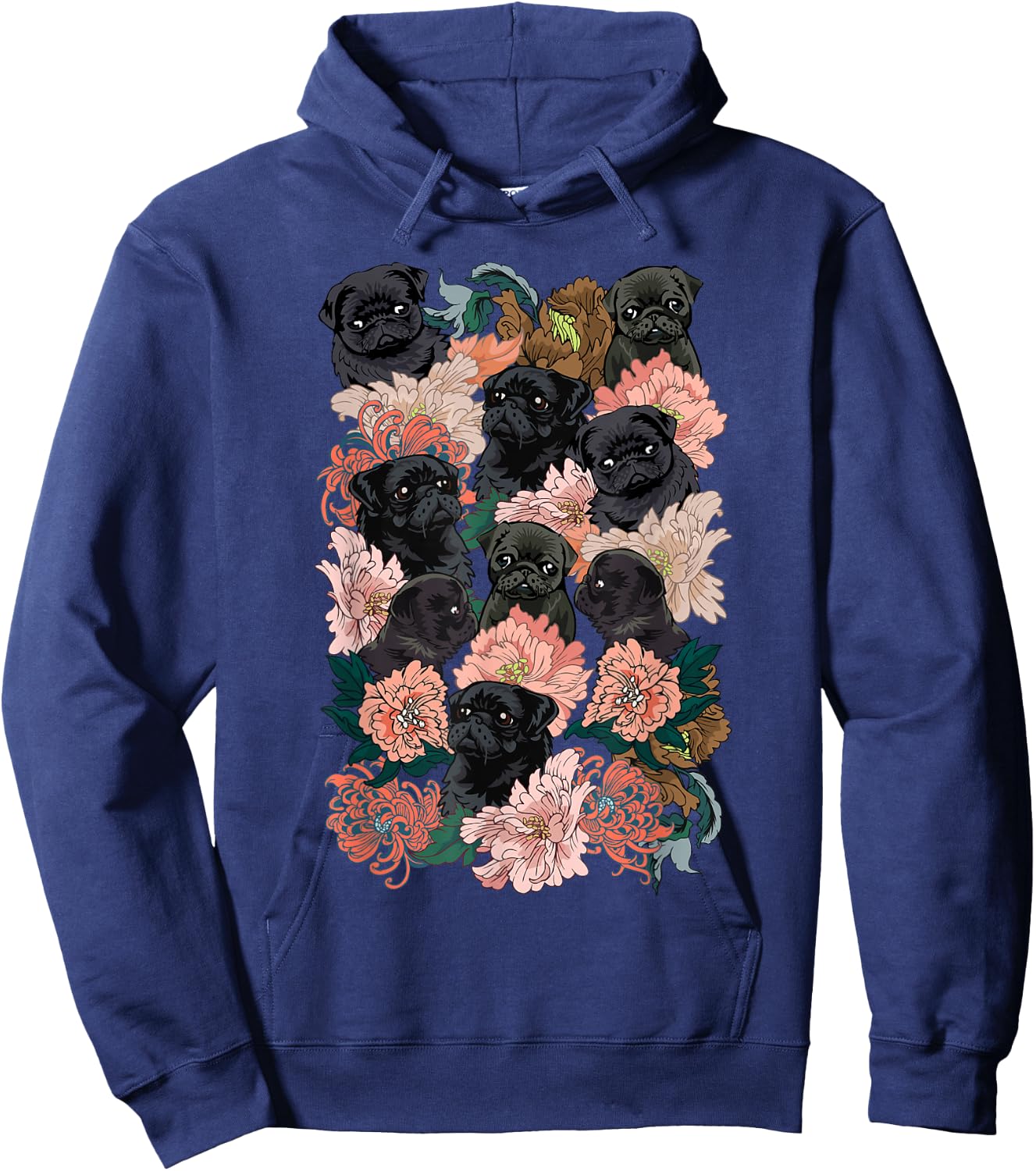 Because Black Pug Hoodie - Hoodie | Navy