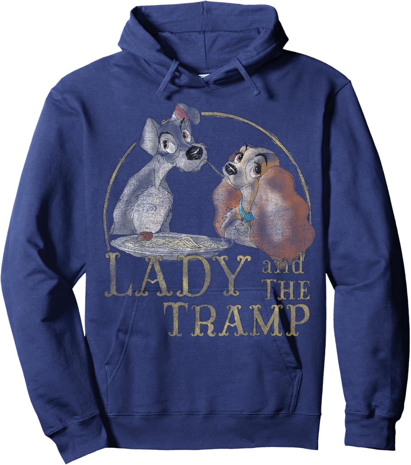 Disney The Lady and The Tramp Eating Spaghetti Hoodie - Hoodie | Navy