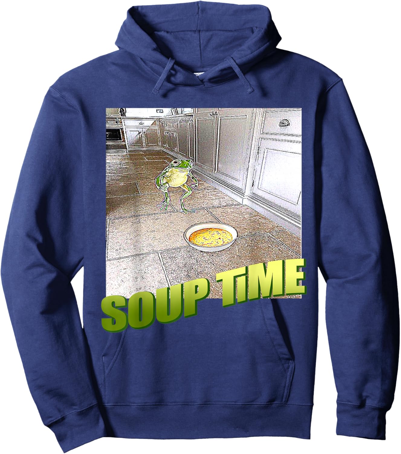 Funny Meme - Soup Time Meme Frog Meme Hoodie - Hoodie | Navy