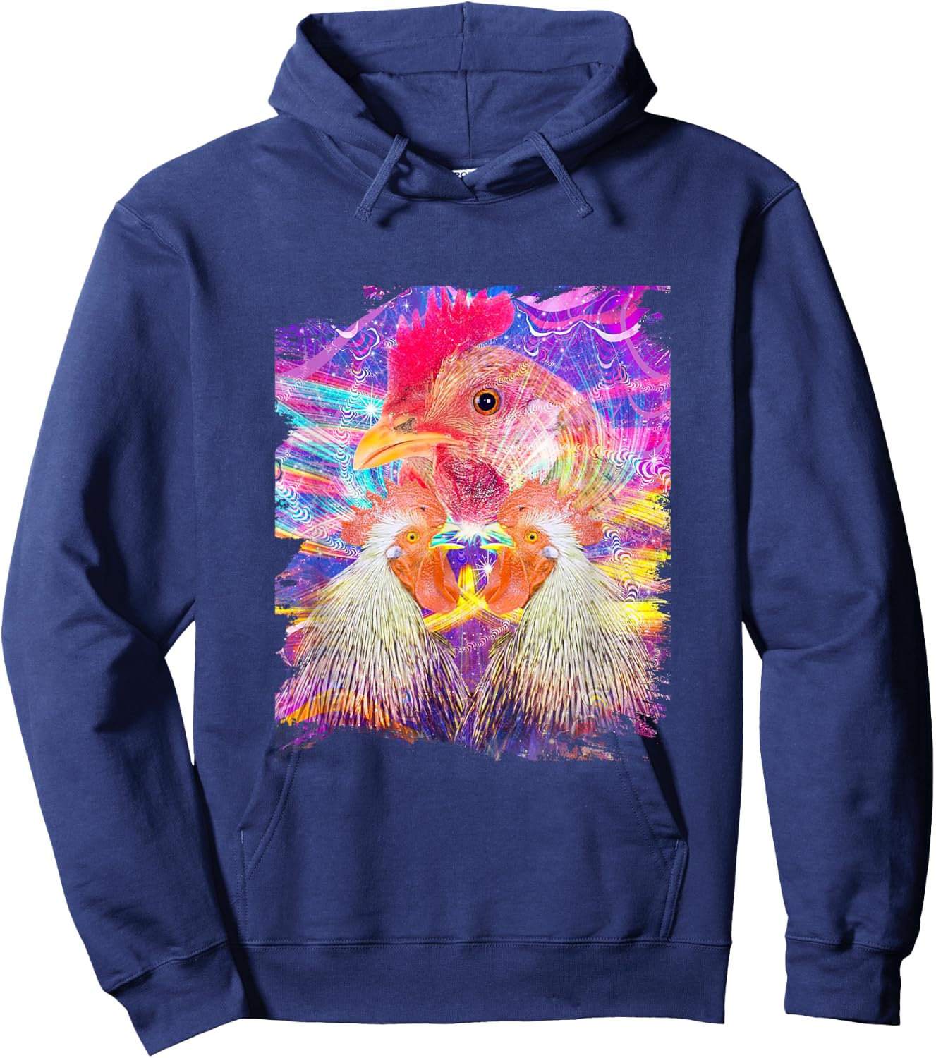 EDM Trippy Chicken Rave Hoodie - Hoodie | Navy
