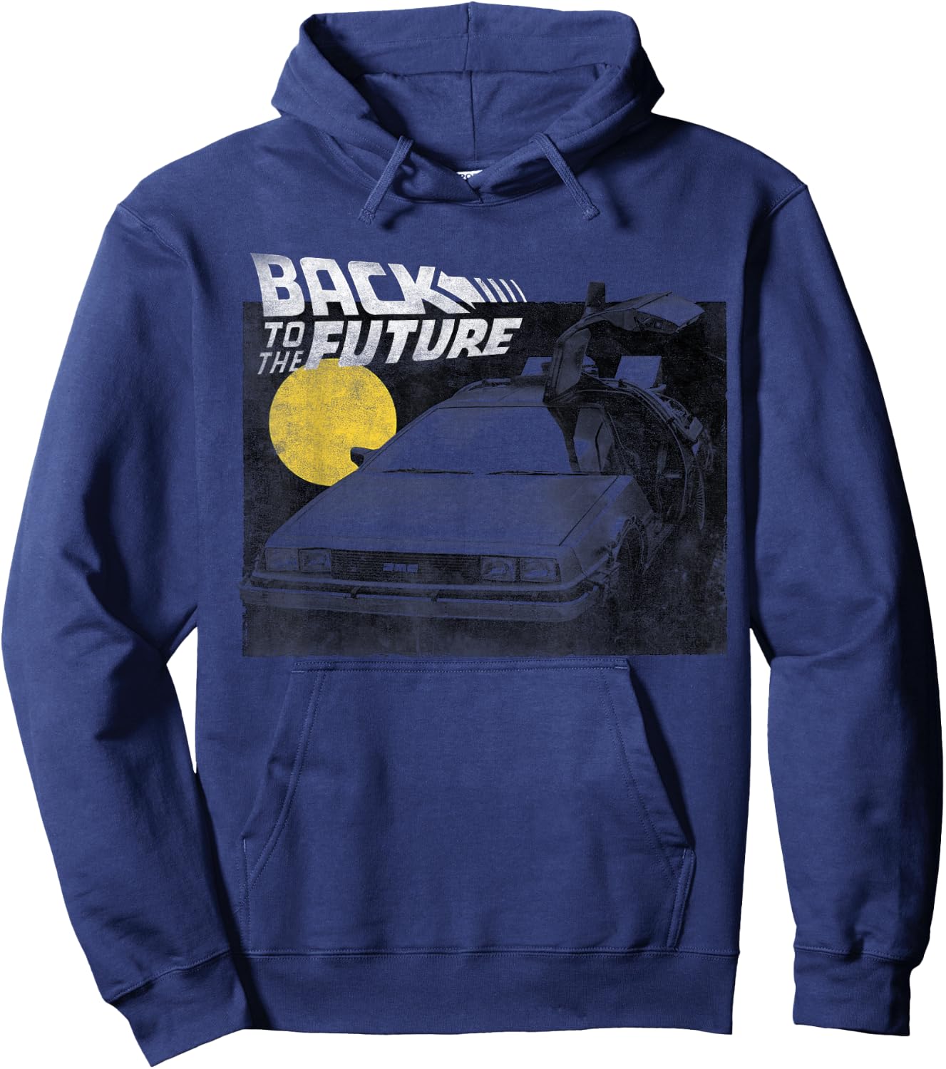 Back To The Future Delorean Fade Portrait Hoodie - Hoodie | Navy