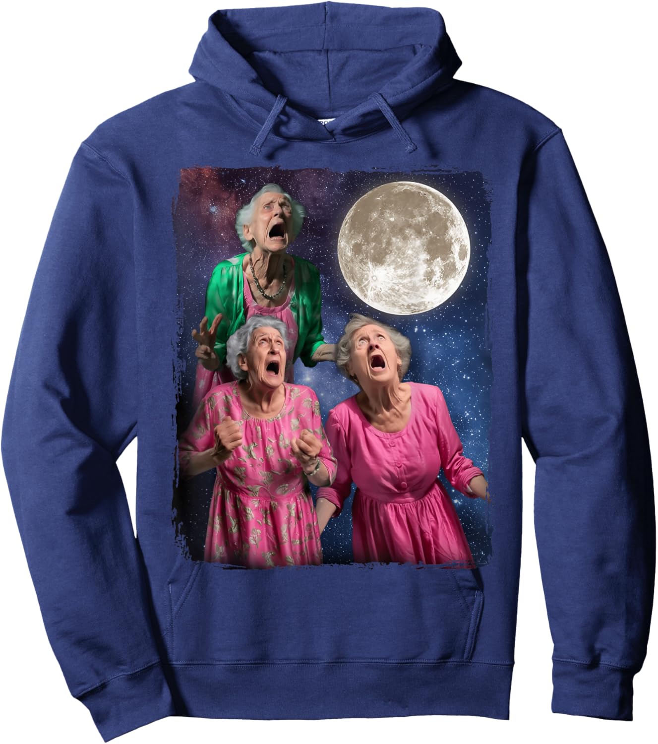 Oma Howls Den Mond an DREI Granny Moon Hoodie - Hoodie | Navy