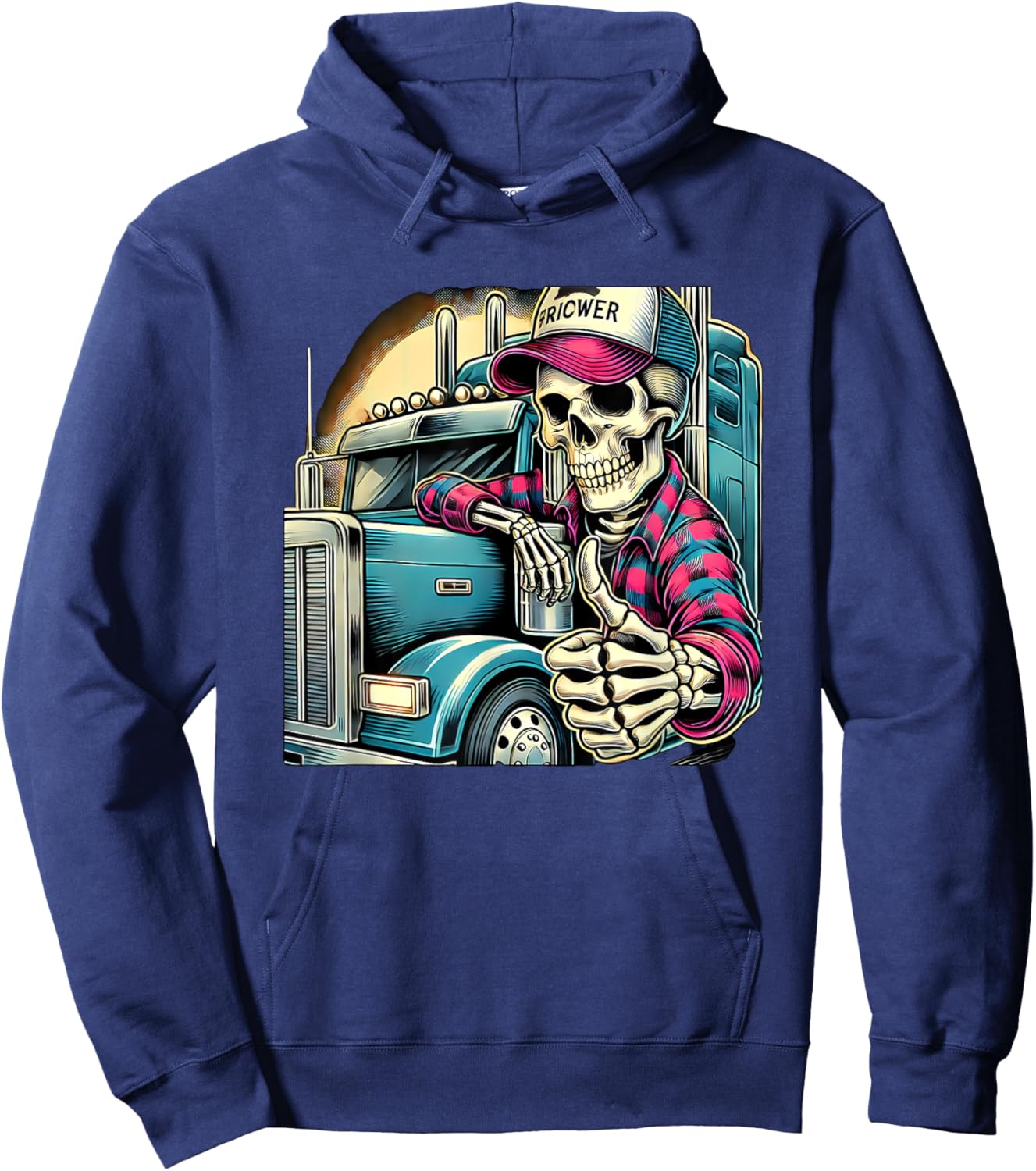 Halloween Skeleton Trucker Hoodie - Hoodie | Navy