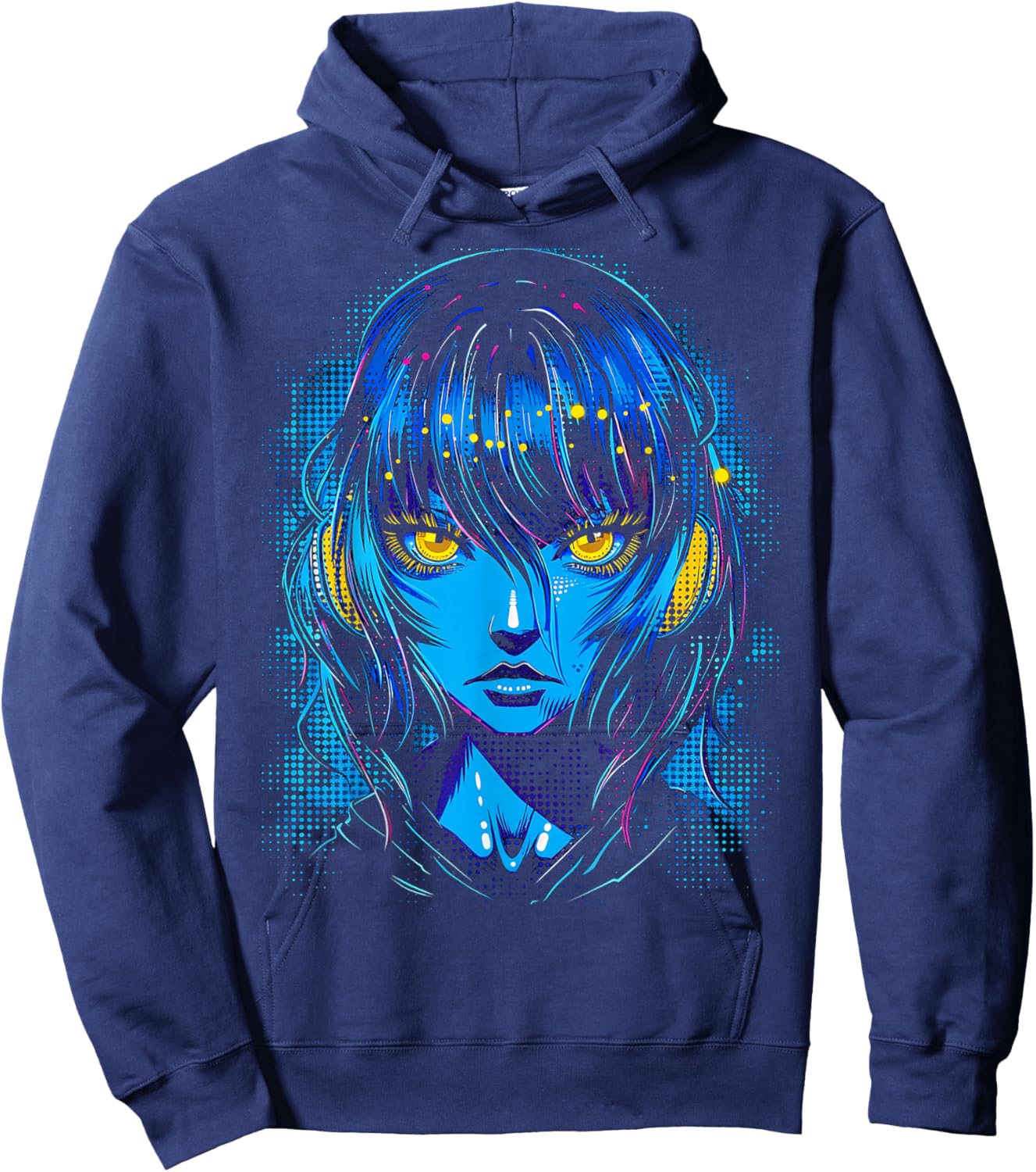 Anime Manga Motif Blue-Eyes Art Anime Hoodie - Hoodie | Navy