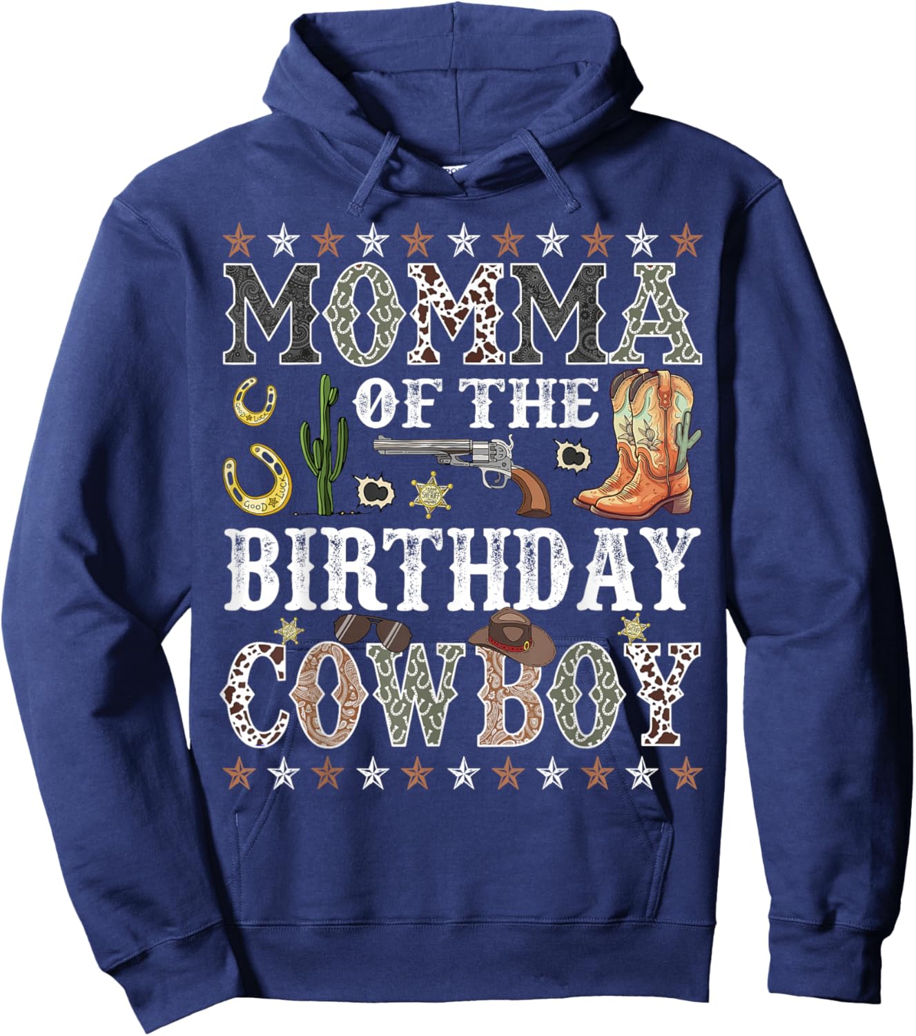 Momma Of The Birthday Cowboy Rodeo Momma Hoodie - Hoodie | Navy