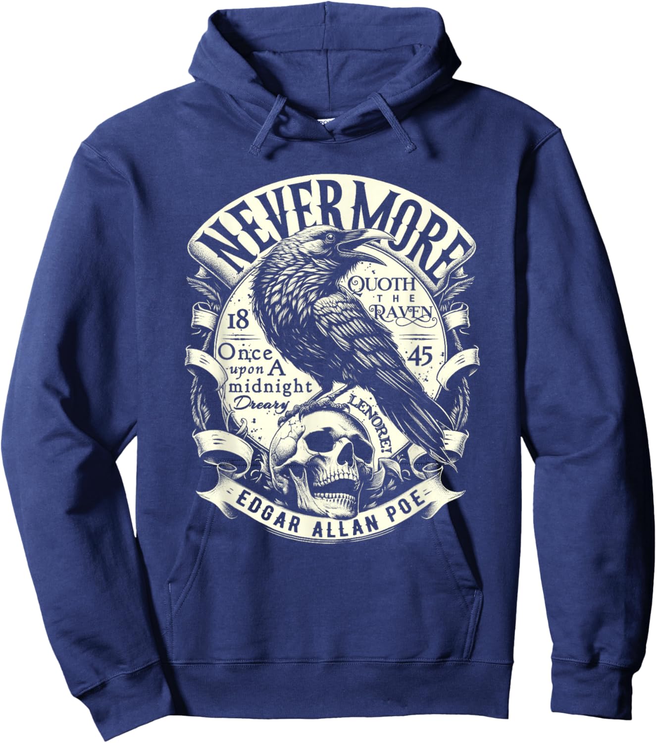 Edgar Allan Poe Nevermore Quoth The Raven Hoodie - Hoodie | Navy