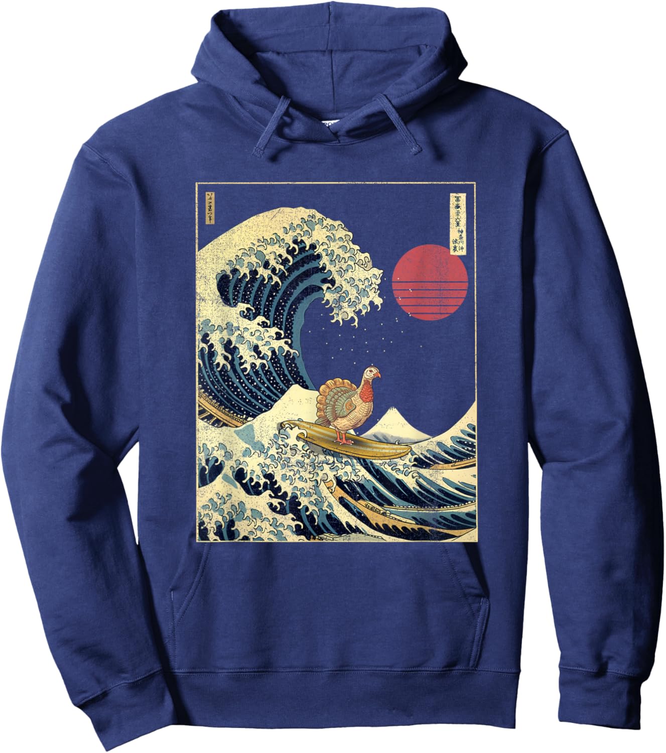 Turkey Kanagawa Wave Funny Surf Animal Hoodie - Hoodie | Navy