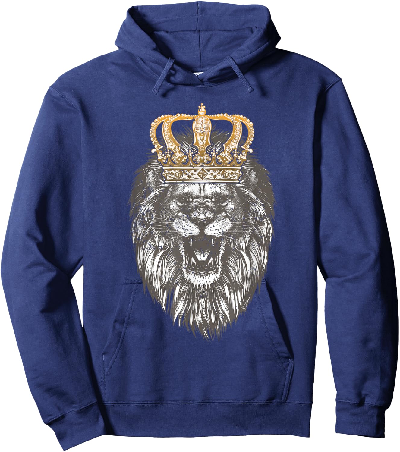 Animal King Portrait Crown Lion Hoodie - Hoodie | Navy