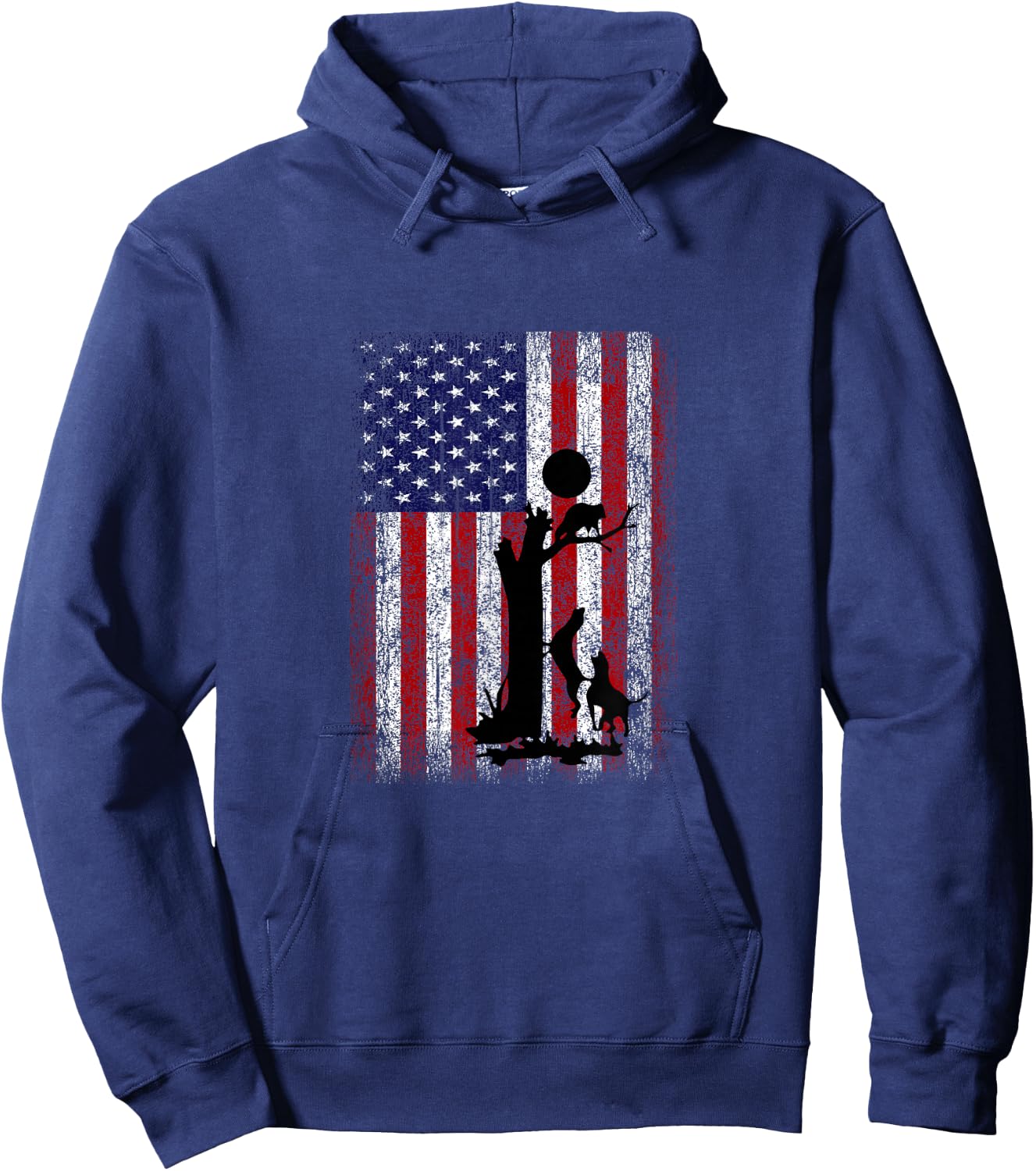 Patriotic Coon Hunting Dogs American Flag Hoodie - Hoodie | Navy