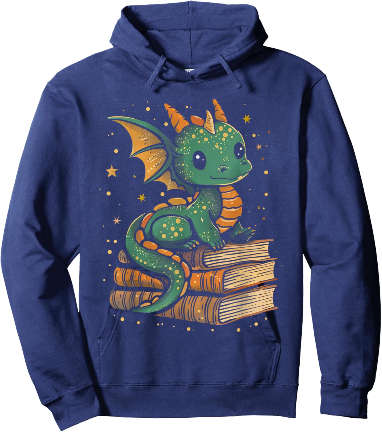 Cute Kawaii Dragon Fantasy Book Lover Book Nerd Hoodie - Hoodie | Navy