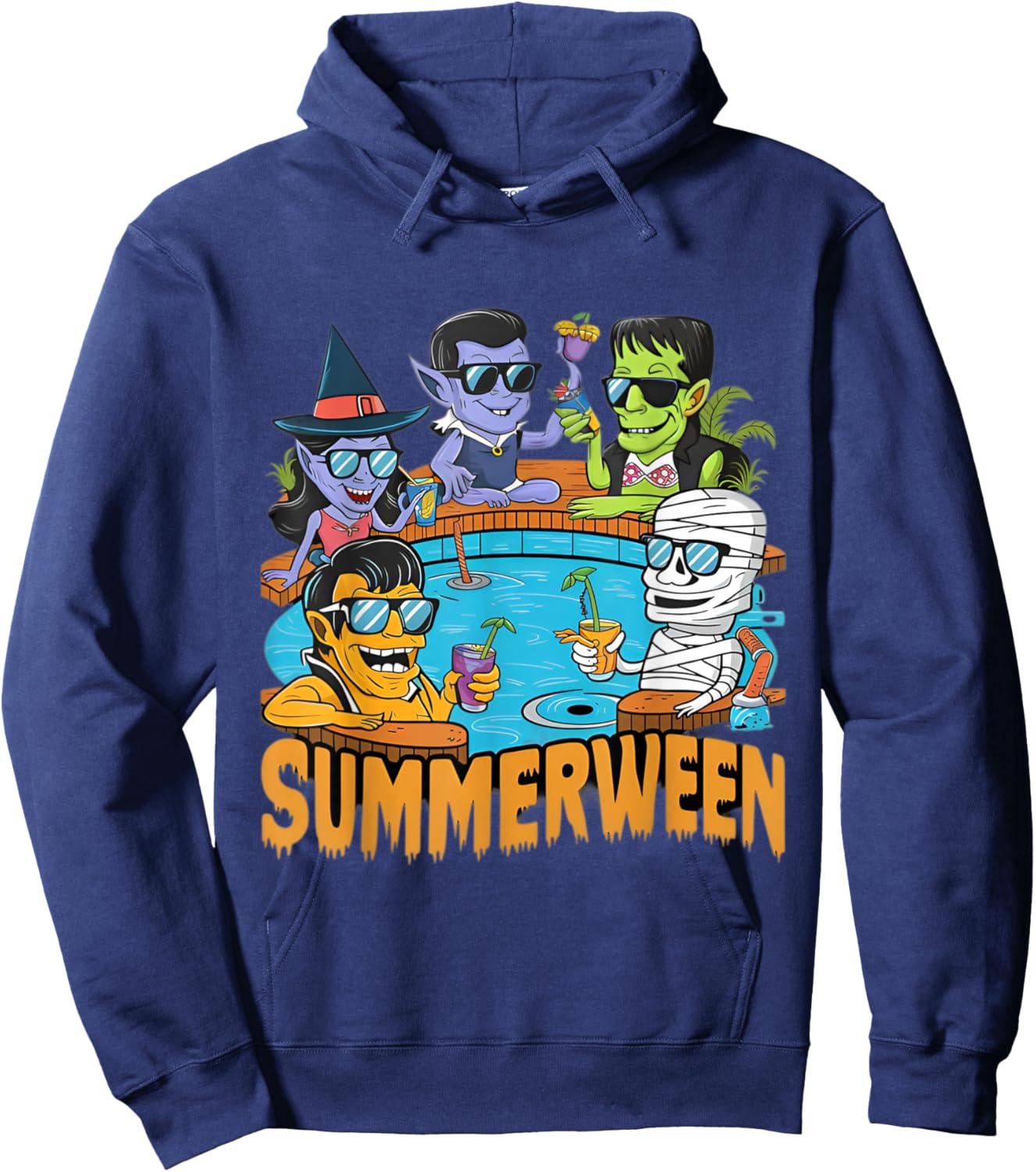 Summerween Halloween Spooky Monster Women Kids Hoodie - Hoodie | Navy