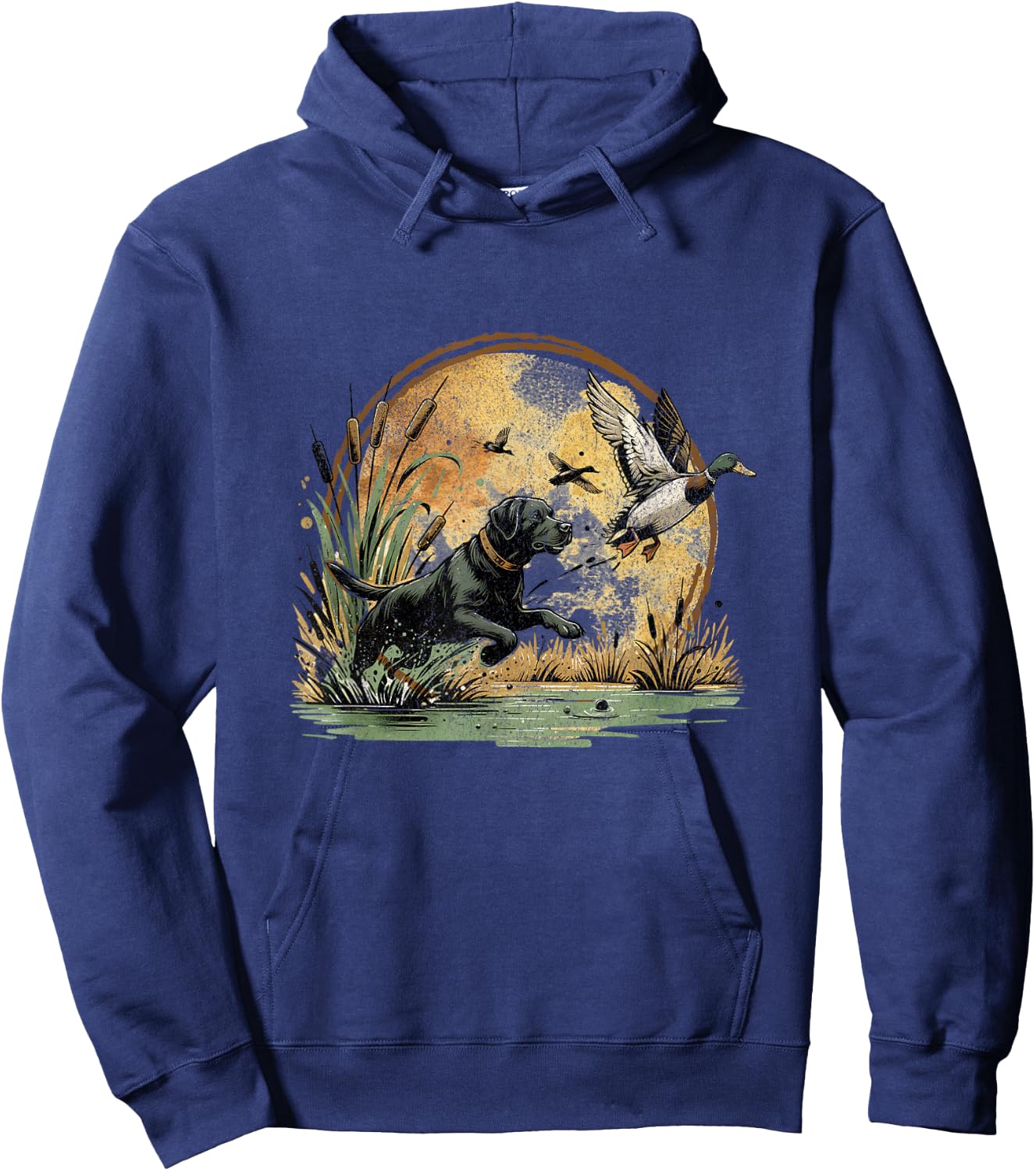Black Lab Labrador Hunting Ducks Waterfowl Hoodie - Hoodie | Navy